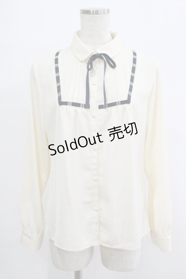 画像1: Fi.n.t / はしごリボン使いタイ付きブラウス Free OFF×NAVY H-25-09-30-1045-CA-BL-NS-ZH (1)