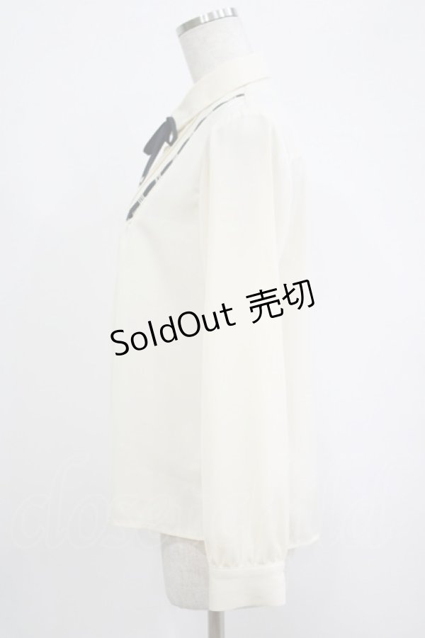 画像2: Fi.n.t / はしごリボン使いタイ付きブラウス Free OFF×NAVY H-25-09-30-1045-CA-BL-NS-ZH (2)