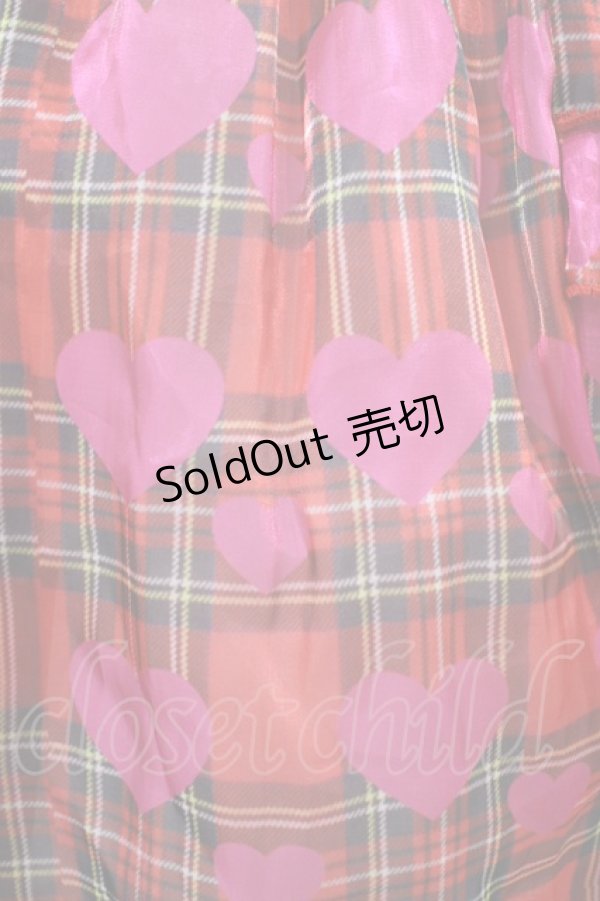 画像3: PRETTY DAYS / ハートタータンチェックワンピース  赤 H-25-10-01-032-0-OP-KB-ZH (3)