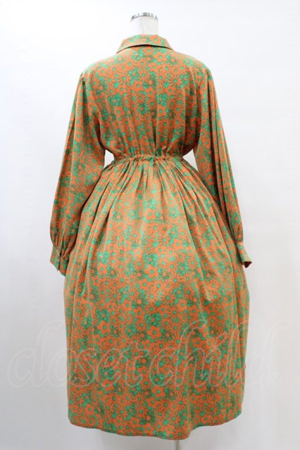 画像2: merry jenny / 2トーンフラワーシャツワンピース  グリーン H-25-10-01-033-LO-OP-KB-ZH (2)