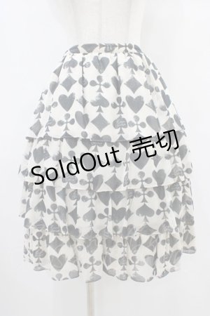 画像: Leur Getter / トランプモチーフシフォンスカート  アイボリー H-25-10-01-043-LU-SK-KB-ZH