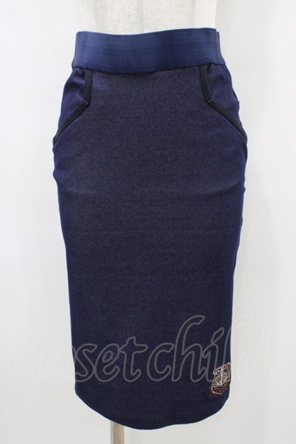 画像1: Rozen Kavalier / エンブレム刺繍タイトスカート  青 H-25-10-01-046-OO-SK-KB-ZH (1)