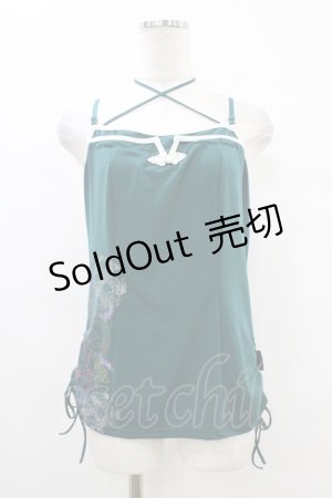 画像: Ozz oneste / 和チャイナサイドギャザーキャミソール  グリーン H-25-10-01-049-OO-TO-KB-ZT231