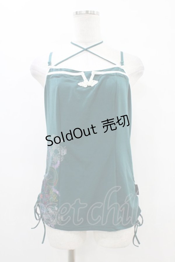 画像1: Ozz oneste / 和チャイナサイドギャザーキャミソール  グリーン H-25-10-01-049-OO-TO-KB-ZT231 (1)