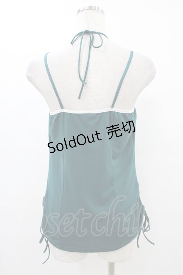 画像2: Ozz oneste / 和チャイナサイドギャザーキャミソール  グリーン H-25-10-01-049-OO-TO-KB-ZT231 (2)