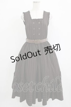 画像: Forest Wardrobe（海外ロリータブランド） / 翠の館ジャンパースカートセット S ダークブラウン（ストライプ） H-25-10-01-1034-GO-OP-NS-ZH
