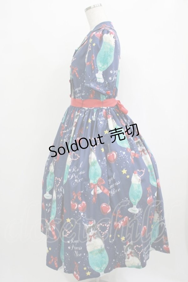 画像2: Royal Princess Alice / にゃいすクリームソーダワンピース＆カチューシャセット Free ネイビー H-25-10-01-1035-LO-OP-NS-ZH (2)