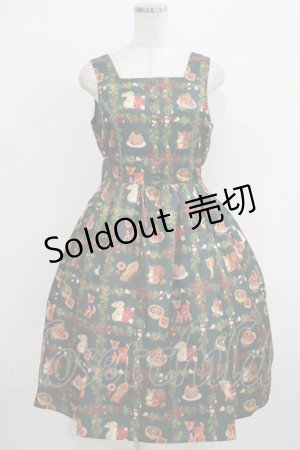 画像: axes femme kawaii / 森のケーキ屋さん柄ジャンスカ M グリーン H-25-10-01-1036-AX-OP-NS-ZH