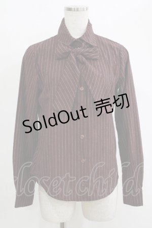 画像: mayla classic / Laprinp girls' schoolストライプリボンブラウス Free ボルドー H-25-10-01-1058-LO-BL-NS-ZH