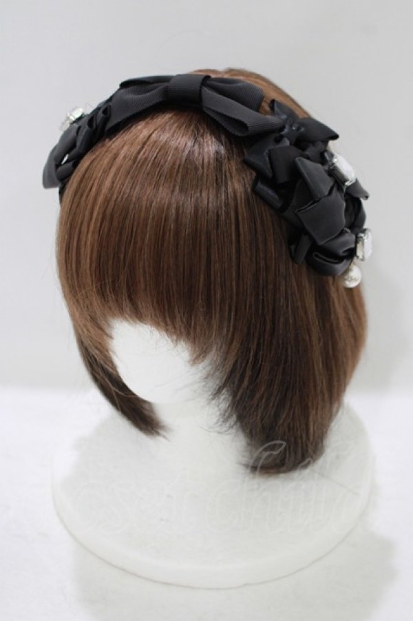 画像1: Angelic Pretty / Prima Ribbonカチューシャ  ブラック H-25-10-01-1080-AP-AC-NS-ZH (1)