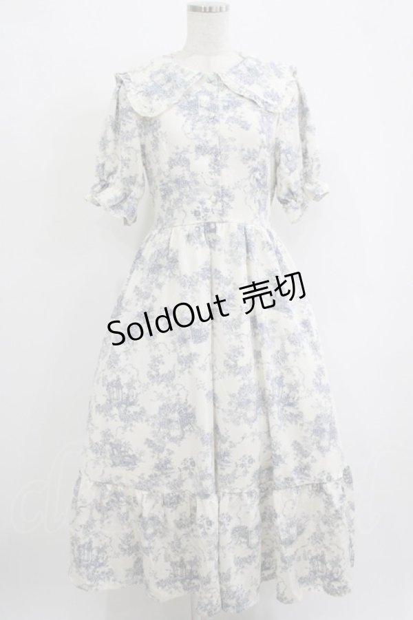 画像1: m petit by misako / トワルドジュイOPハンソデ M オフ/サックス H-25-10-01-1008-LO-OP-NS-ZH (1)