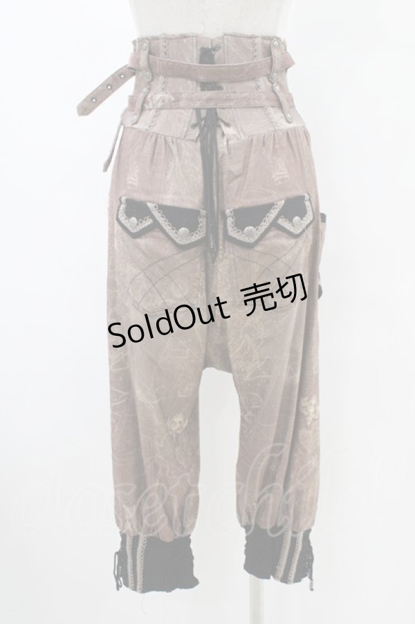 画像2: Ozz oneste / プリントコルセットパンツ  茶 H-25-10-01-013-OO-PA-KB-ZH (2)