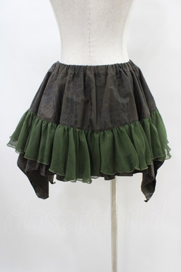 画像2: STEAM / イレギュラーフリルミニスカート  茶×カーキ H-25-10-01-014-HN-SK-KB-ZH (2)