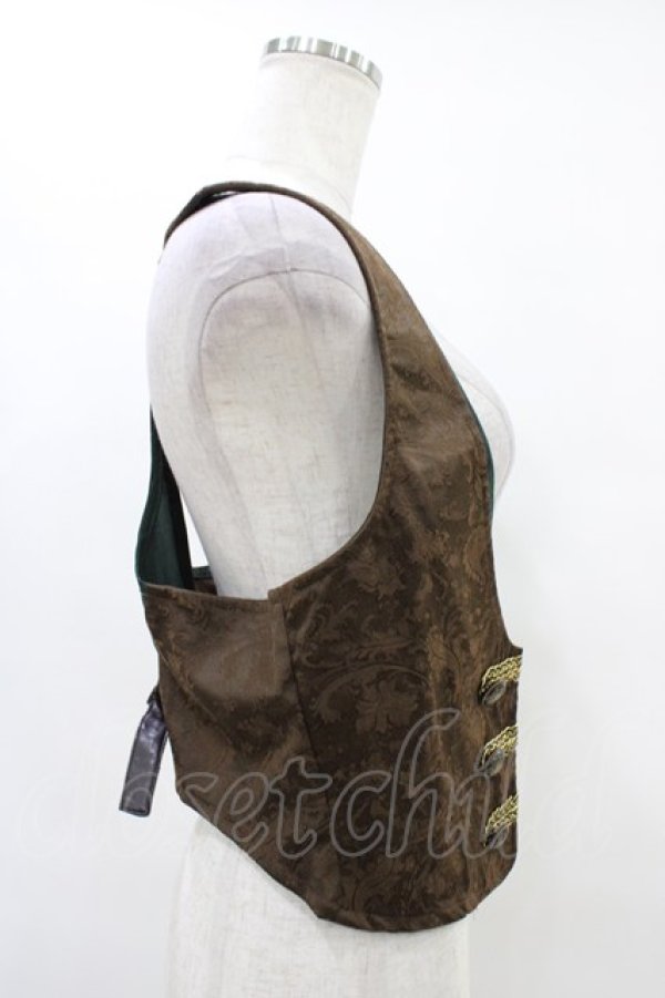 画像3: STEAM / ナポレオンレイヤード風ベスト  茶×カーキ H-25-10-01-015-HN-TO-KB-ZH (3)