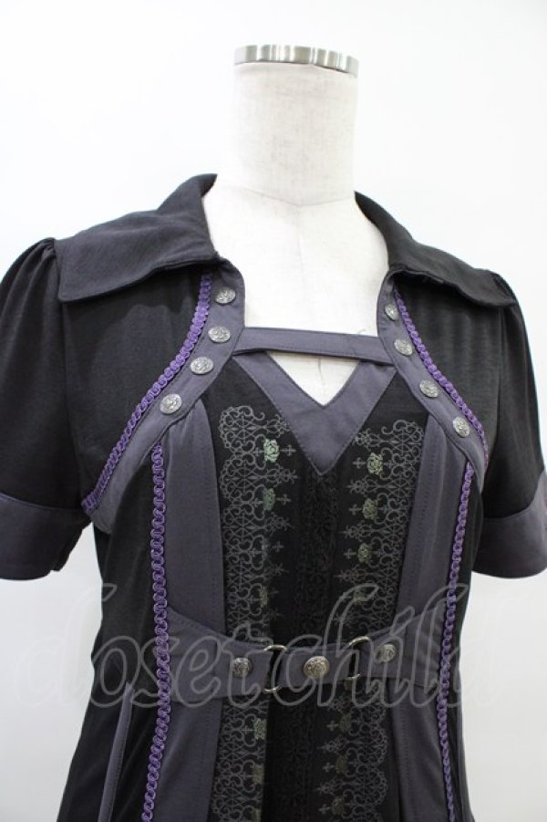 画像4: Ozz oneste / 薔薇刺繍レイヤードワンピース  黒×紫 H-25-10-01-019-OO-OP-KB-ZH (4)