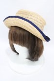 画像1: Jane Marple / グログランリボンストローハット  ナチュラルベージュ×ネイビー H-25-10-02-005-JM-AC-KB-ZT-K-025 (1)