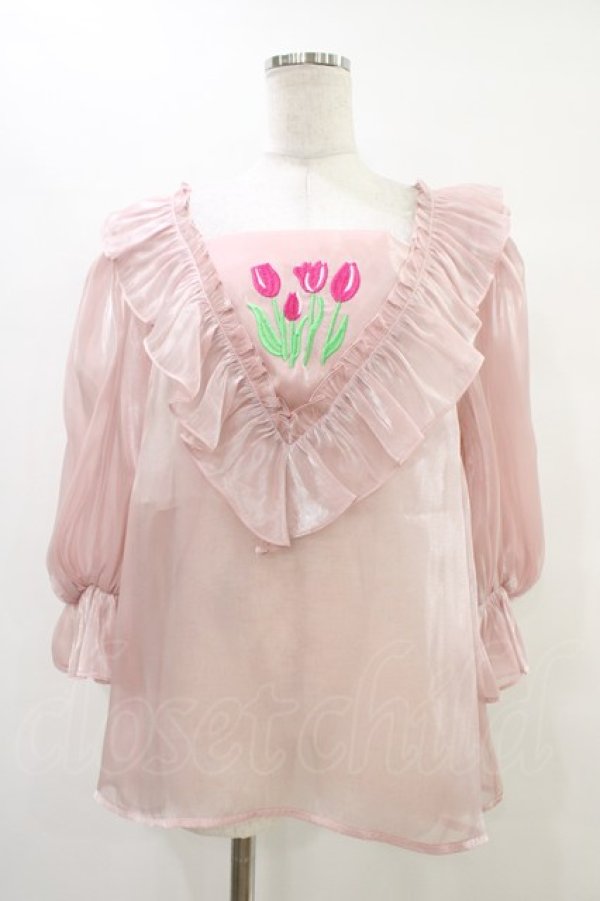 画像1: Candy Stripper / CHULIP ORGANDIEブラウス  ピンク H-25-10-02-043-PU-BL-KB-ZH (1)