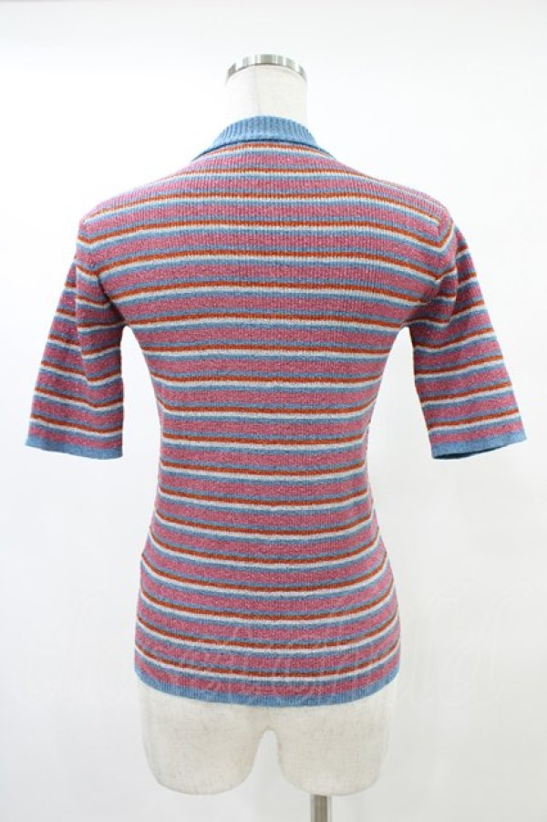 画像2: Candy Stripper / LAME BORDER KNIT  PINK×LIGHT BLUE H-25-10-02-044-PU-TO-KB-ZT492 (2)