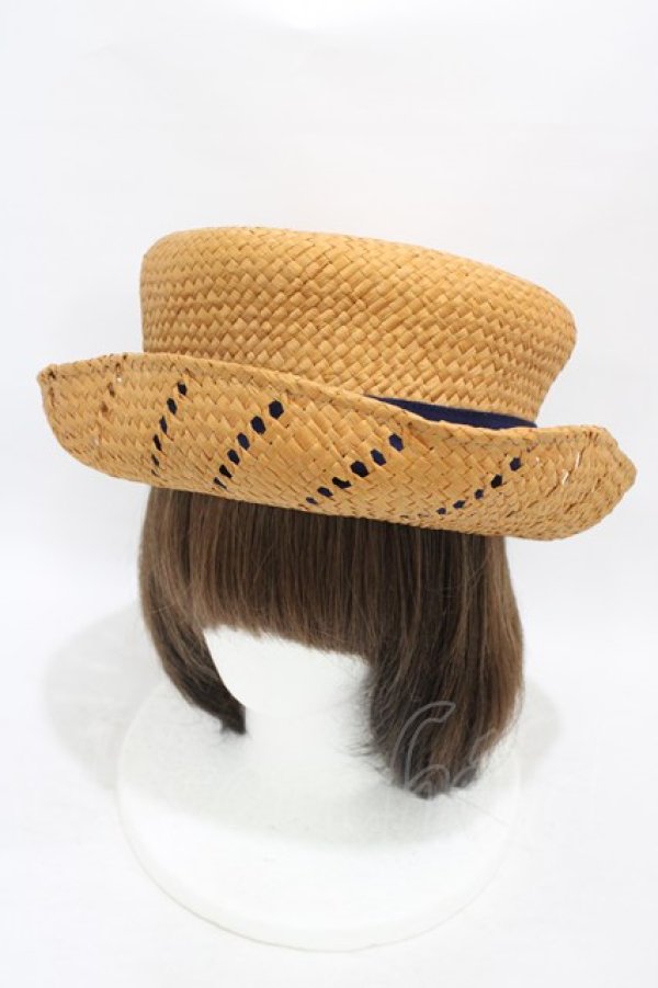 画像1: Jane Marple / グログランリボンストローハット  ブラウン×ネイビー H-25-10-02-007-JM-AC-KB-ZT-K-025 (1)