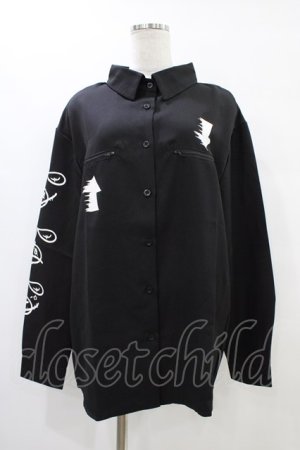 画像: NieR Clothing / ZIP POCKETロングスリーブシャツ  黒 H-25-10-02-052-PU-BL-KB-ZH
