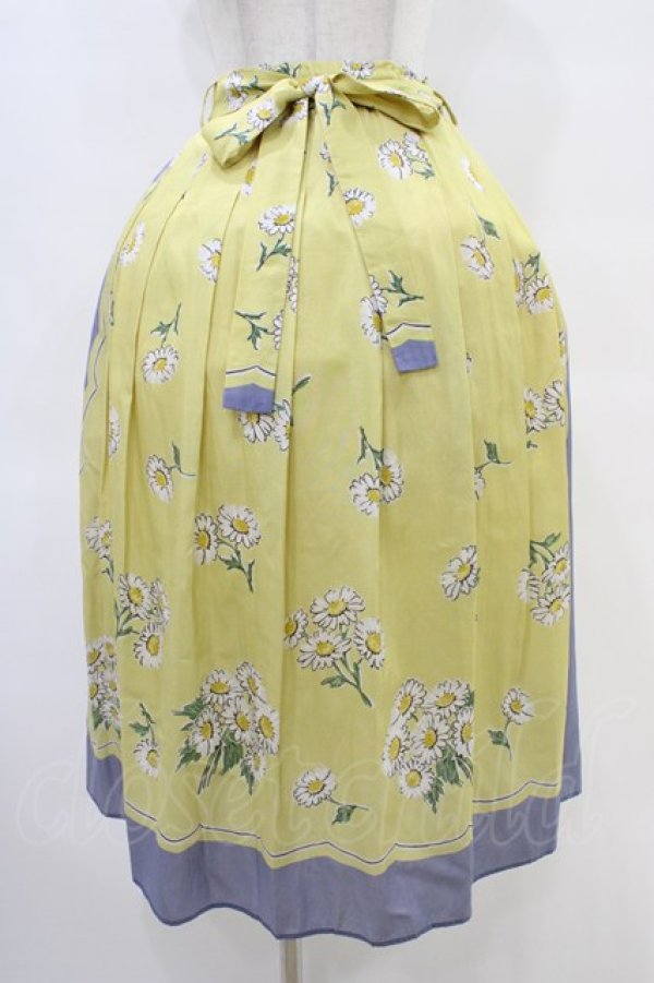 画像1: Jane Marple / Miss Daisyのタックスカート  イエロー×ラベンダー H-25-10-02-017-JM-SK-KB-ZH (1)