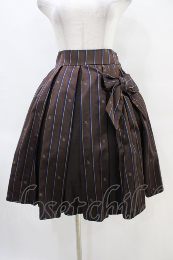 画像1: Jane Marple / Regimental stripe ribbon tie skirt  ブラウン H-25-10-02-018-JM-SK-KB-ZH (1)
