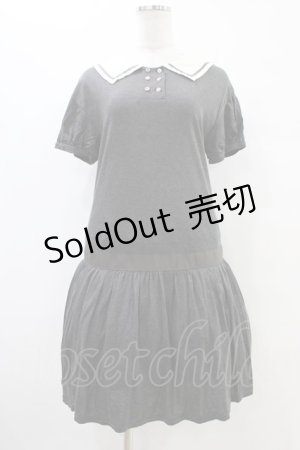 画像: Jane Marple / スーピマカノコのポロワンピース  グレー H-25-10-02-028-JM-OP-KB-ZH