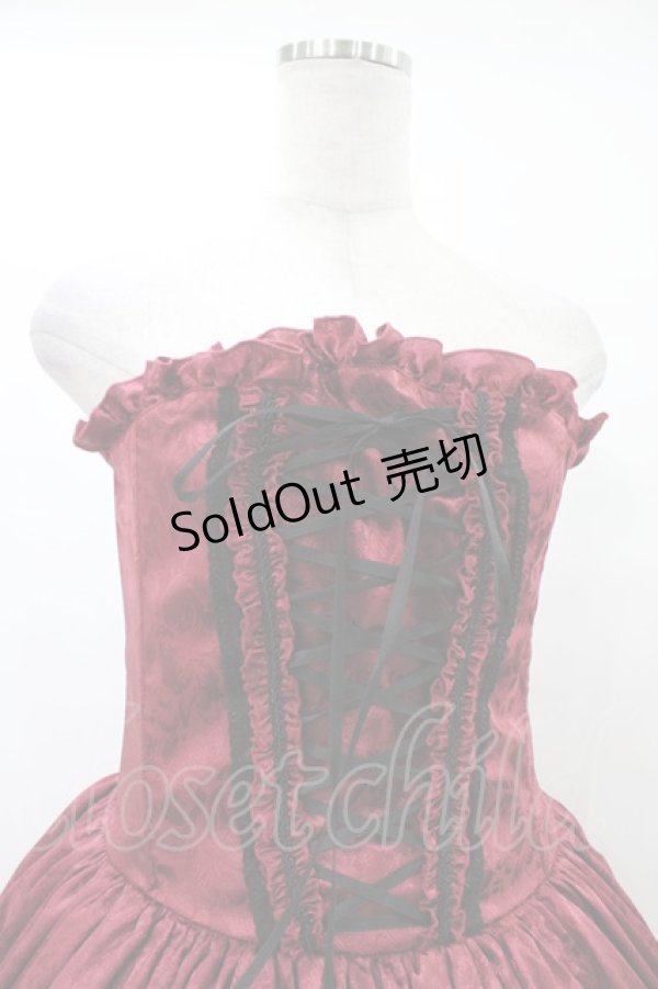 画像4: ATELIER PIERROT / Bustle Corset Dress[Rose Jacquard]  ボルドー H-25-10-03-034-EL-OP-KB-ZH (4)