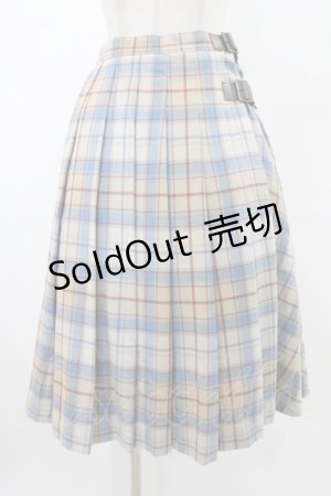 画像: Jane Marple / ウールタータンのダブルベルトスカート  ブルーグレー H-25-10-03-039-JM-SK-KB-ZH