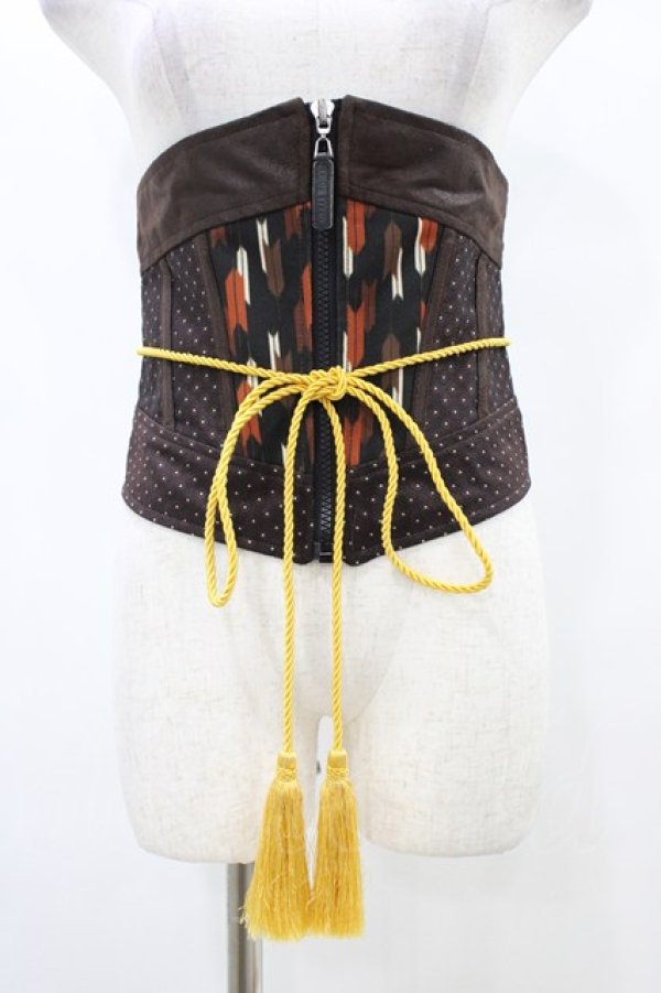 画像1: Qutie Frash / 矢絣コルセット  ブラウン H-25-10-03-044-QU-TO-KB-ZH (1)