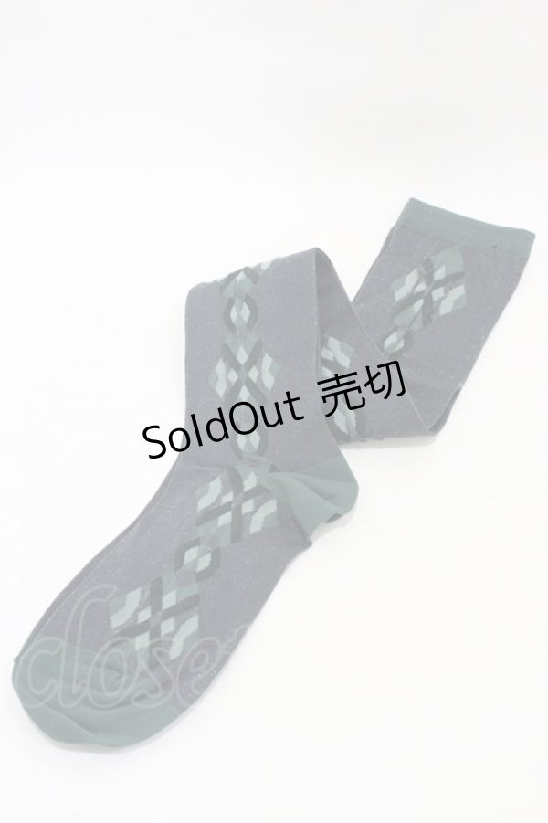 画像1: Jane Marple / アーガイル調ラメオーバーニー  グリーン H-25-10-03-008-JM-ZA-KB-ZH (1)