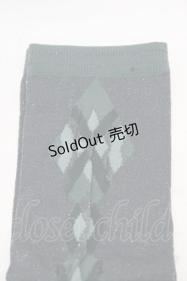 画像2: Jane Marple / アーガイル調ラメオーバーニー  グリーン H-25-10-03-008-JM-ZA-KB-ZH (2)