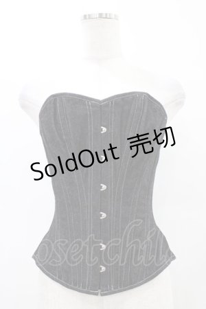 画像: EXCENTRIQUE / デニム・ロングコルセット 1 ブラックデニム H-25-10-03-019-EL-ZA-KB-ZH