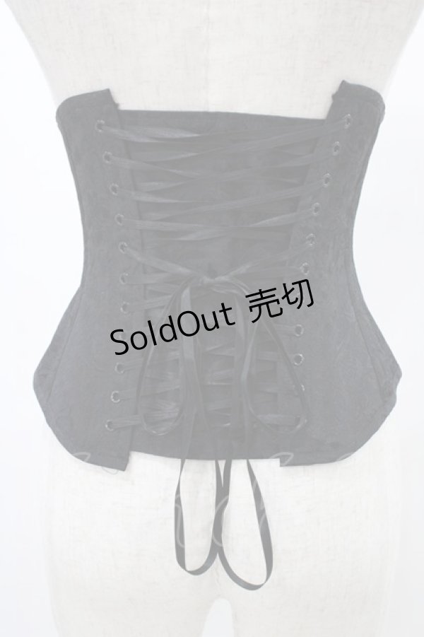 画像2: EXCENTRIQUE / 薔薇ジャガード・アンダーバストコルセット 1 ブラック H-25-10-03-020-EL-ZA-KB-ZH (2)