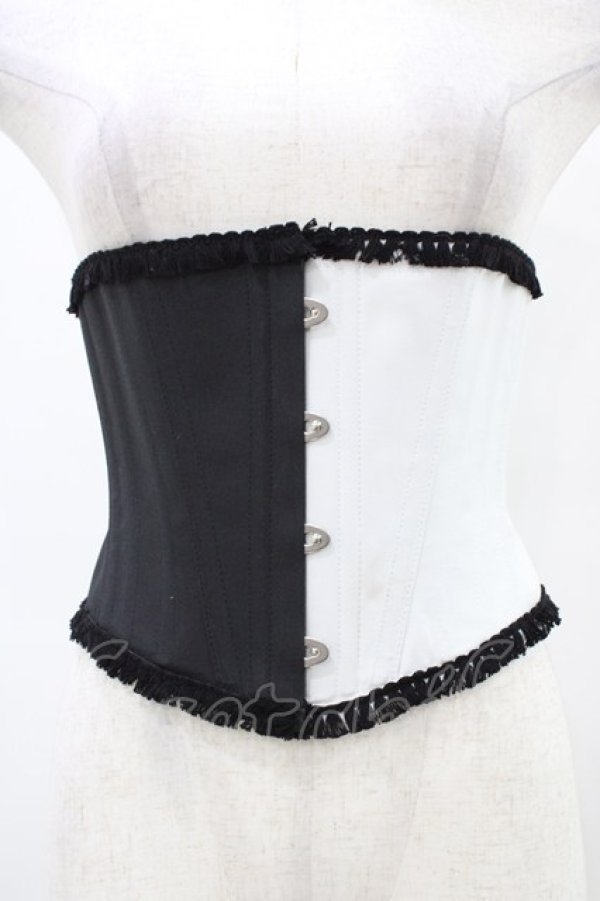 画像1: Moi-meme-Moitie / バイカラーショートコルセット S ブラック×ホワイト H-25-10-03-021-MO-ZA-KB-ZH (1)