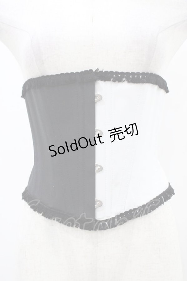 画像1: Moi-meme-Moitie / バイカラーショートコルセット S ブラック×ホワイト H-25-10-03-021-MO-ZA-KB-ZH (1)