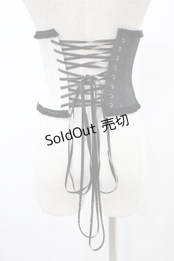 画像2: Moi-meme-Moitie / バイカラーショートコルセット S ブラック×ホワイト H-25-10-03-021-MO-ZA-KB-ZH (2)