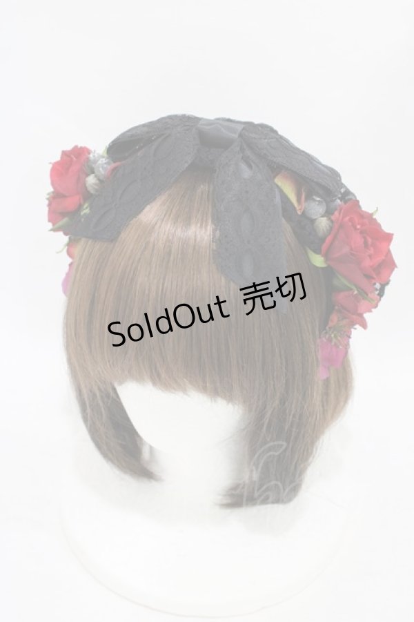 画像1: Anges et Demons / コサージュヴェールカチューシャ  黒 H-25-10-03-004-GO-AC-KB-ZH (1)