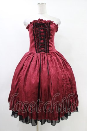 画像: ATELIER PIERROT / Bustle Corset Dress[Rose Jacquard]  ボルドー H-25-10-03-034-EL-OP-KB-ZH