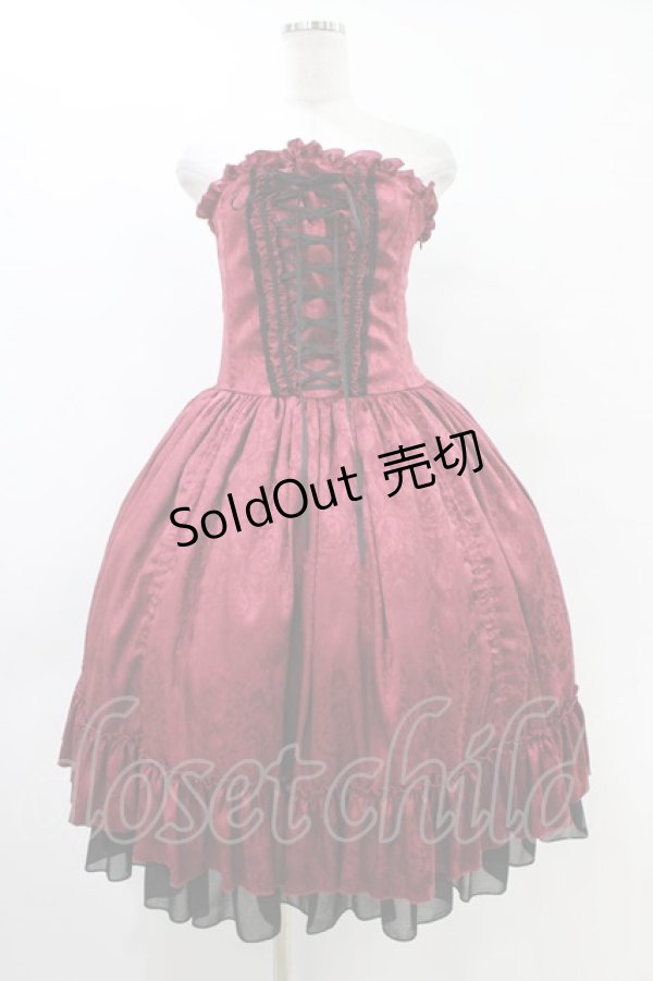 画像1: ATELIER PIERROT / Bustle Corset Dress[Rose Jacquard]  ボルドー H-25-10-03-034-EL-OP-KB-ZH (1)