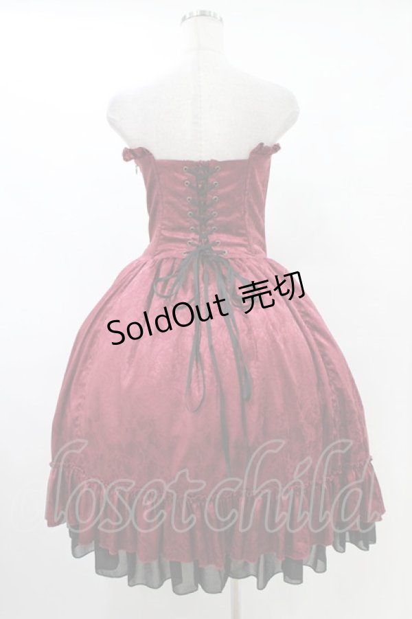 画像2: ATELIER PIERROT / Bustle Corset Dress[Rose Jacquard]  ボルドー H-25-10-03-034-EL-OP-KB-ZH (2)