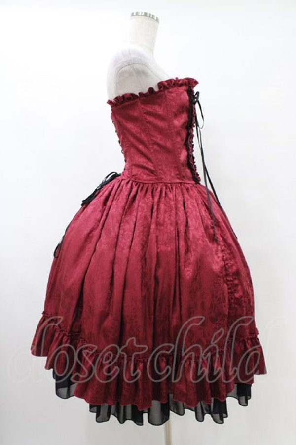 画像3: ATELIER PIERROT / Bustle Corset Dress[Rose Jacquard]  ボルドー H-25-10-03-034-EL-OP-KB-ZH (3)