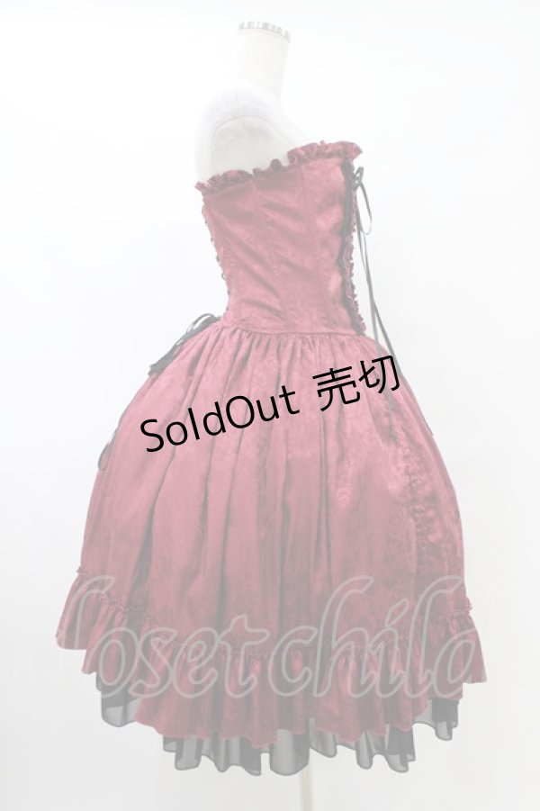 画像3: ATELIER PIERROT / Bustle Corset Dress[Rose Jacquard]  ボルドー H-25-10-03-034-EL-OP-KB-ZH (3)