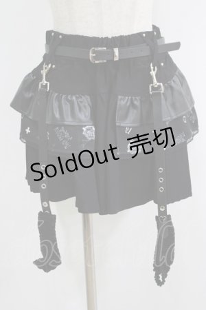 画像: AVENCHUMU / 【AVENCHUMU×DimMoire】garter belt frill original print skirt  ブラック H-25-10-04-031-LO-SK-KB-ZH