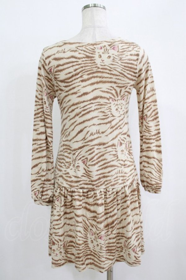 画像3: MILK / Kittenワンピース  ベージュベース×ブラウンCAT H-25-10-04-036-ML-OP-KB-ZH (3)