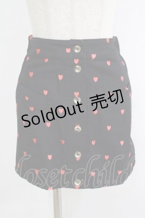 画像: lilLilly / ハート刺繍ミニスカート  黒 H-25-10-04-047-LO-BL-KB-ZH