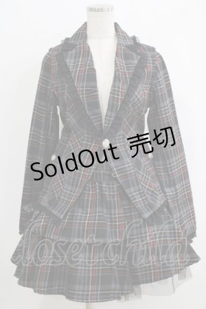 画像: ALGONQUINS / チェックジャケット＆フリルスカート  黒 H-25-10-04-005-AL-JA-KB-ZH