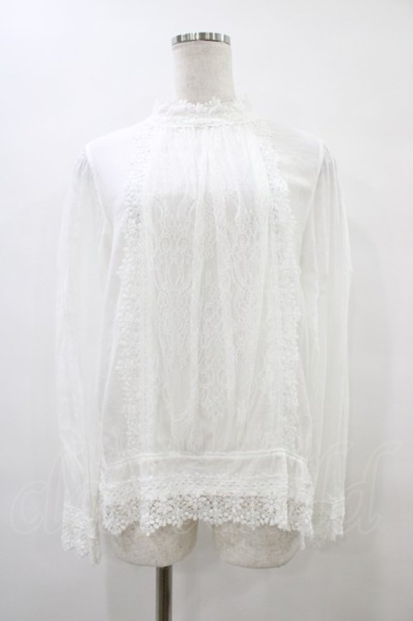 画像1: Jane Marple Dans Le Salon / レース切替バックボタンブラウス  ホワイト H-25-10-04-1004-JM-BL-KB-ZH (1)
