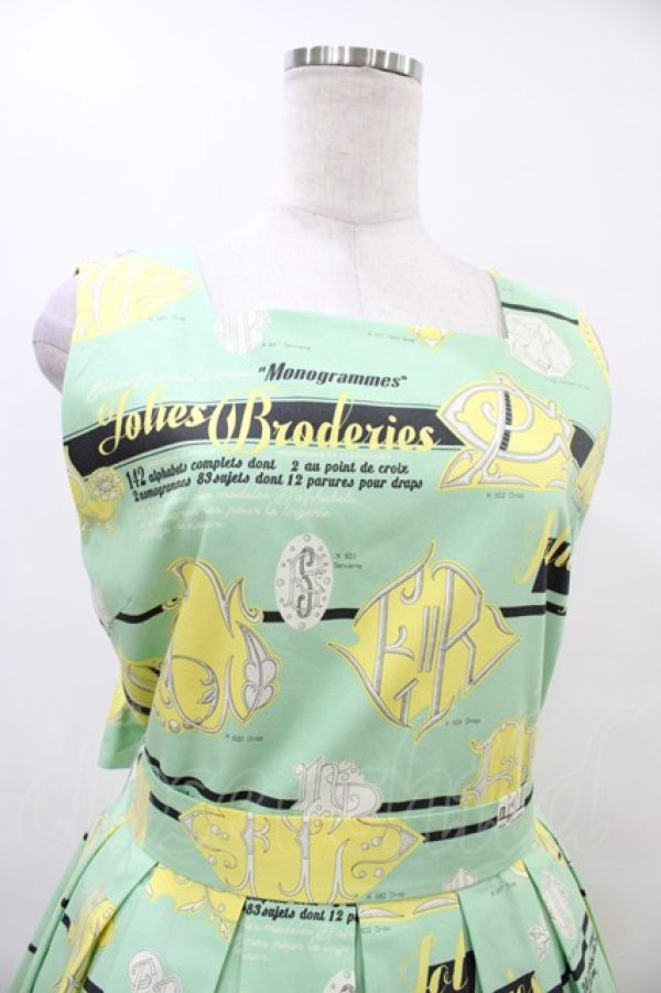 画像4: Jane Marple / Jolies broderies square dress  citron green H-25-10-04-1028-JM-OP-KB-ZH (4)