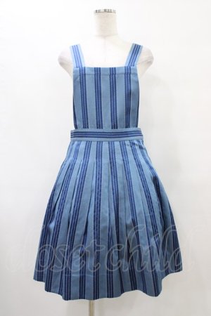 画像: Jane Marple / Dot Stripe Jacquardのサロペットスカート  ブルー H-25-10-04-1037-JM-OP-KB-ZH